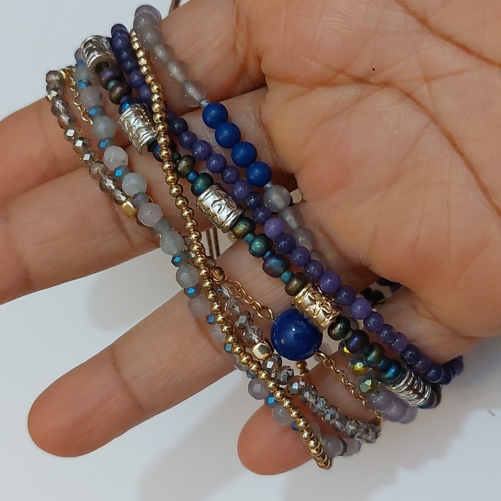 Demaco's Your Journey Indigo Adjustable Beaded Prayer Bracelet 7" - Picture 5 of 5